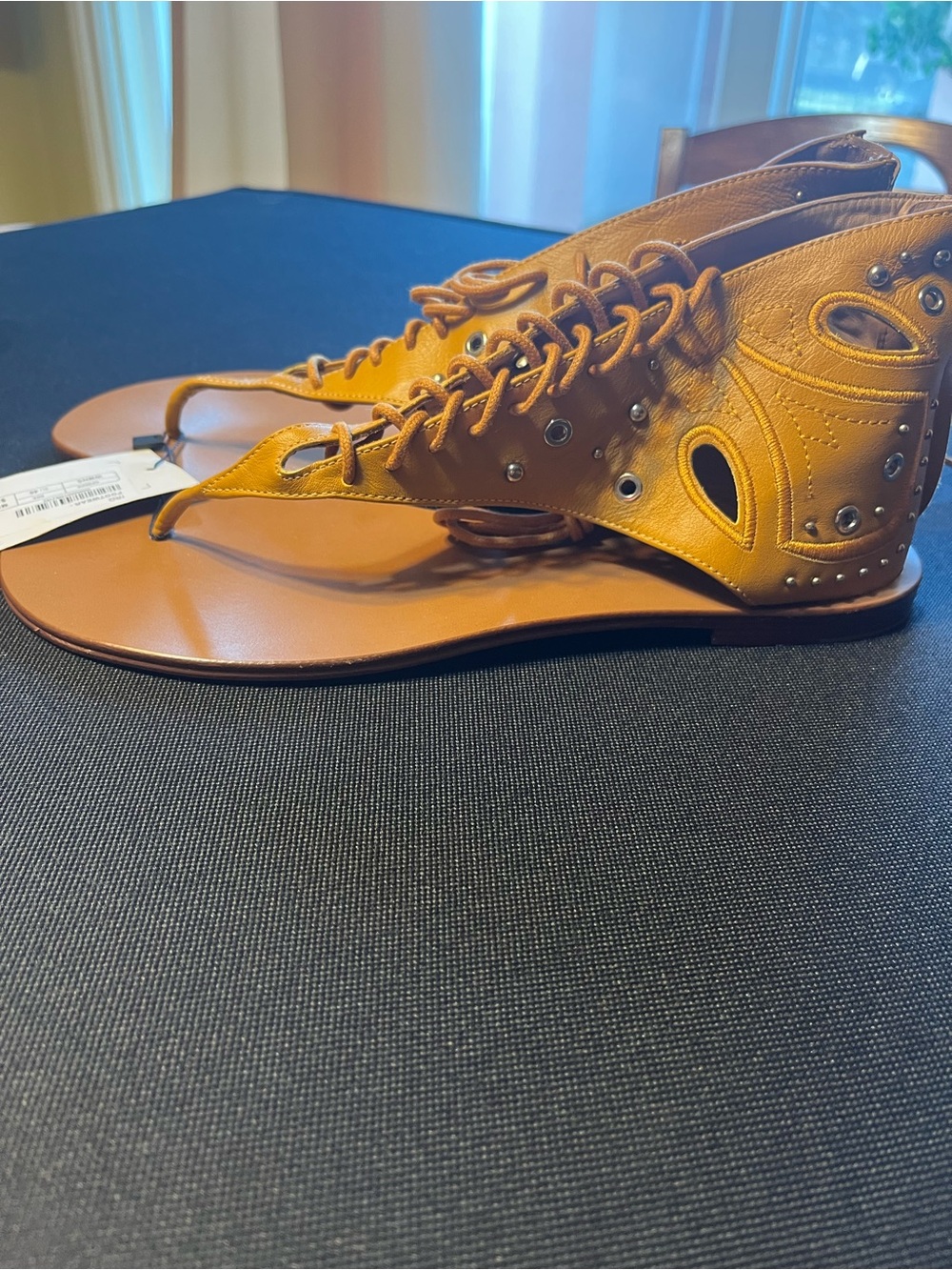 IRO Women's Tan Lace-Up Studded Gladiator Sandals Size 40 (US Size 9) NEW